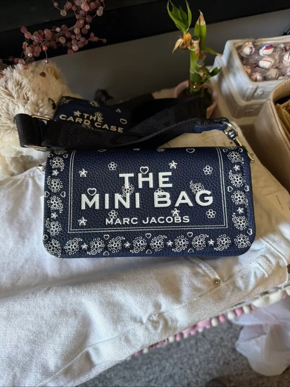 Marc Jacobs The Mini Bandana Leather Bag Blue & Dustbag!!! NEW - Picture 8 of 11
